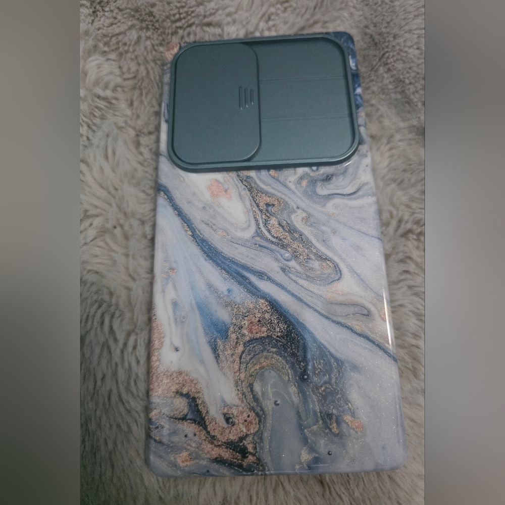 Elegant Swirl Marble Phone Case - Blue and Pink